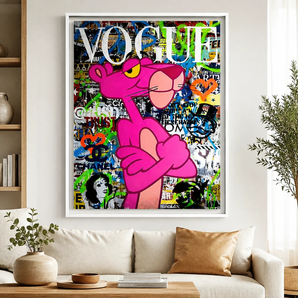Tableau Panthère Rose Vogue Pop Art coloré