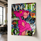 Tableau Panthère Rose Vogue cadre flottant noir