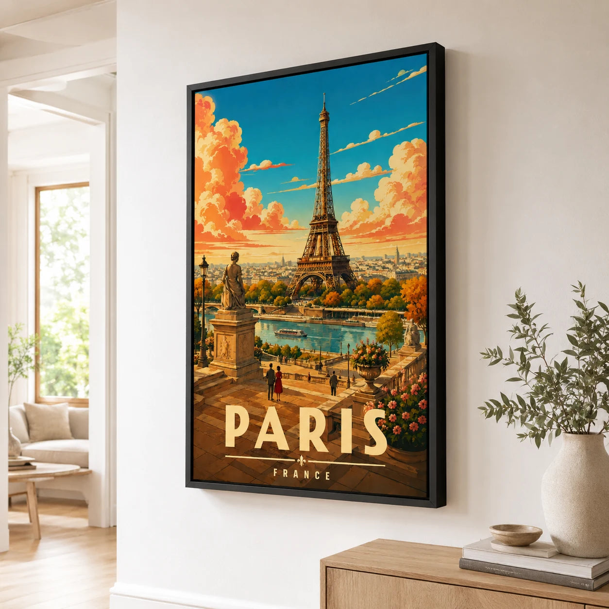 Tableau Paris Eiffel sur toile tendue – décoration murale vintage de la Tour Eiffel