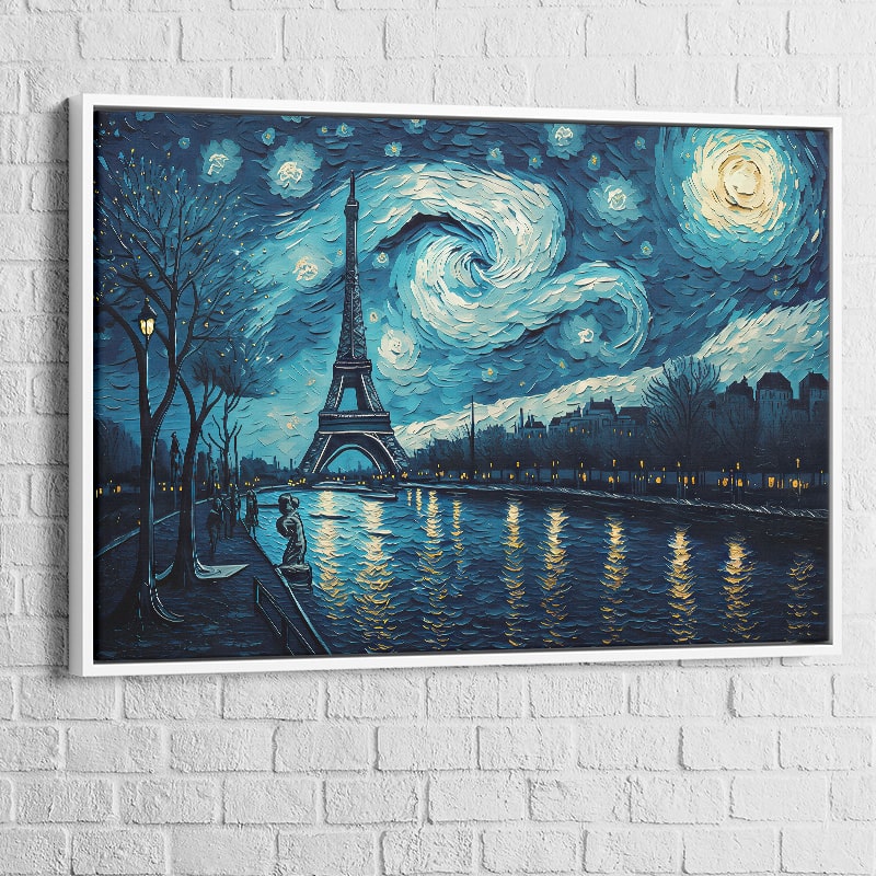 Tableau Paris grand format, ciel étoilé et silhouette urbaine