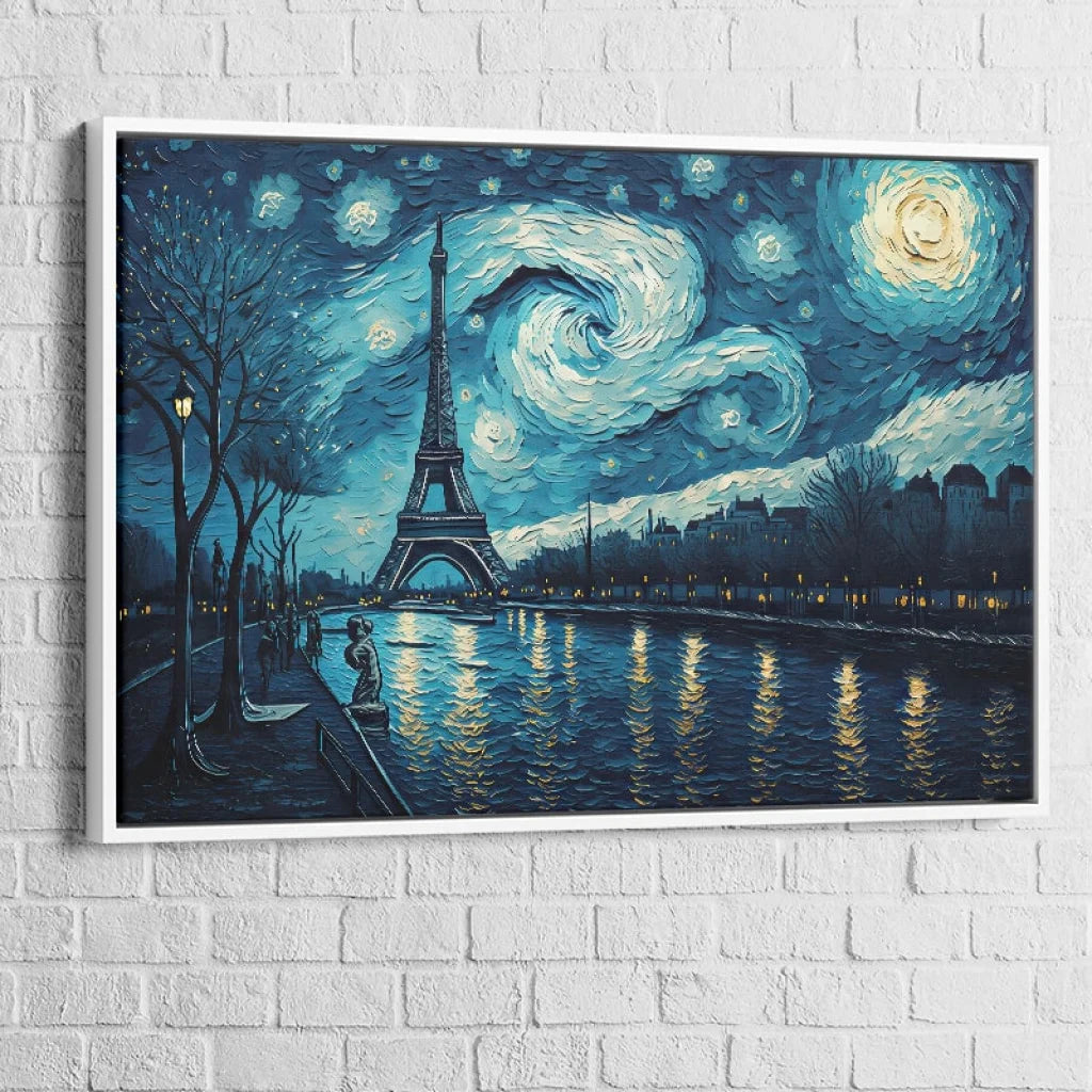 Tableau Paris grand format, ciel étoilé et silhouette urbaine