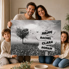 Tableau Personnalisé Prénoms Cœur Rouge sur toile tendue sur châssis