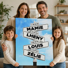 Tableau Personnalisé Prénoms Intersection avec panneaux directionnels et dates