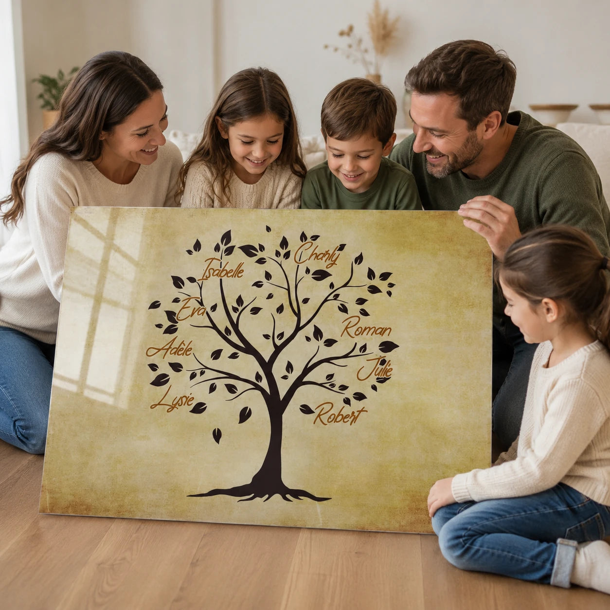 Tableau Personnalisé Prénoms l'Arbre de Vie avec prénoms de famille