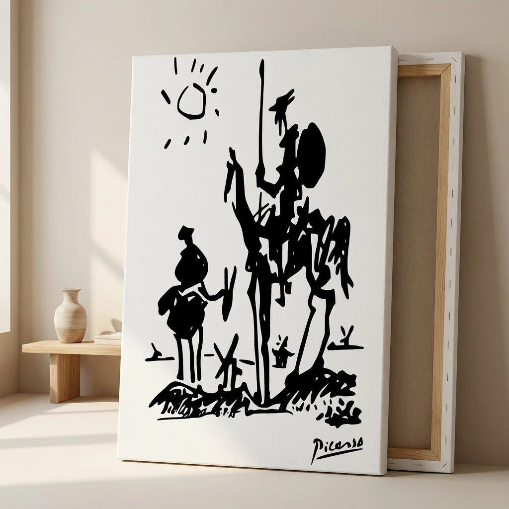 Tableau Picasso Don Quichotte noir et blanc