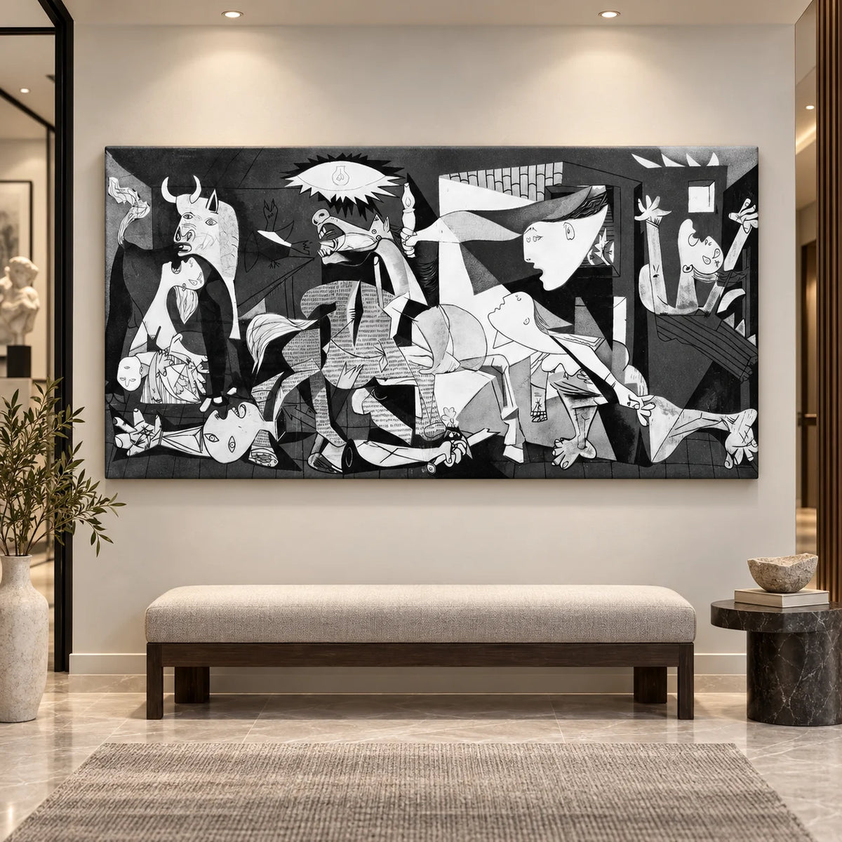 Tableau Picasso Guernica noir et blanc pour salon moderne