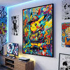Tableau Pikachu street art graffiti coloré