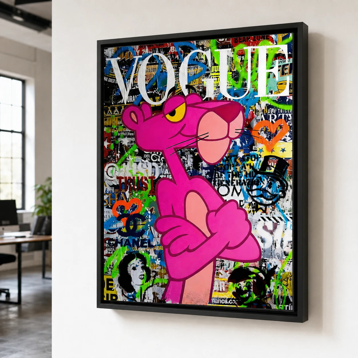 Tableau Pink Panther Vogue décoration murale