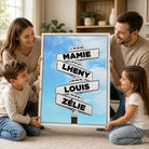 Tableau Prénoms Intersection avec cadre flottant blanc