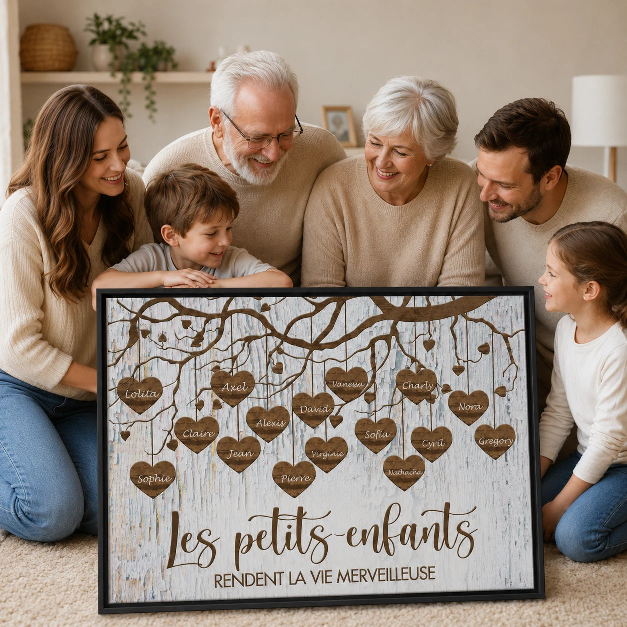 Tableau Prénoms Petits Enfants sur toile tendue sur châssis