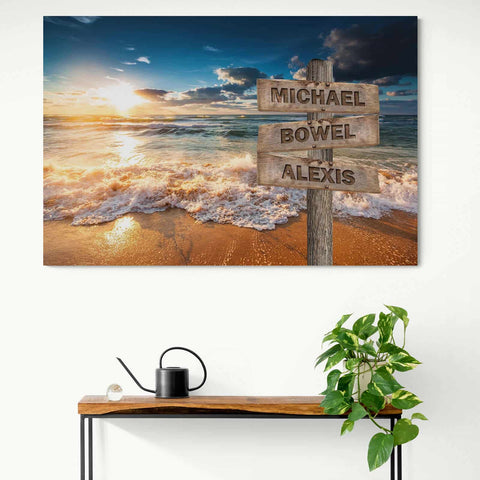 Tableau Prénoms Famille Bord de plage