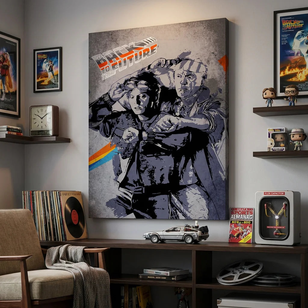 Tableau Retour vers le Futur avec Marty et Doc