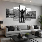 Tableau Rocky Balboa 5 panneaux noir et blanc pour salon moderne