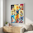 Tableau Sangoku Saiyan Story aux couleurs jaune bleu et rouge