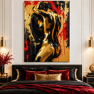 Tableau Sensuel Or et Passion sur toile tendue dans un salon