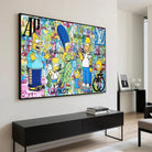 Tableau Simpson Fashion avec personnages cultes et fond coloré