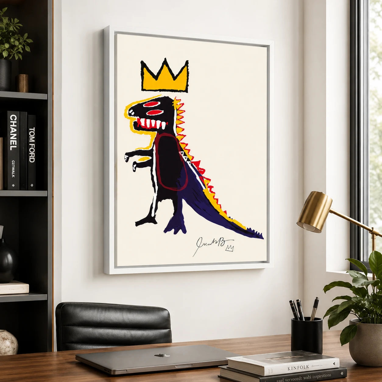 Tableau Street Art Basquiat Dinosaur Crown