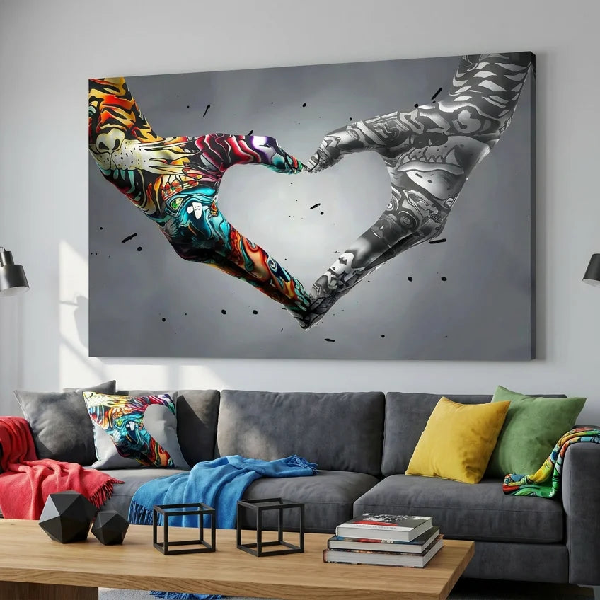 Tableau Street Art Cœur sur la main décoration urbaine