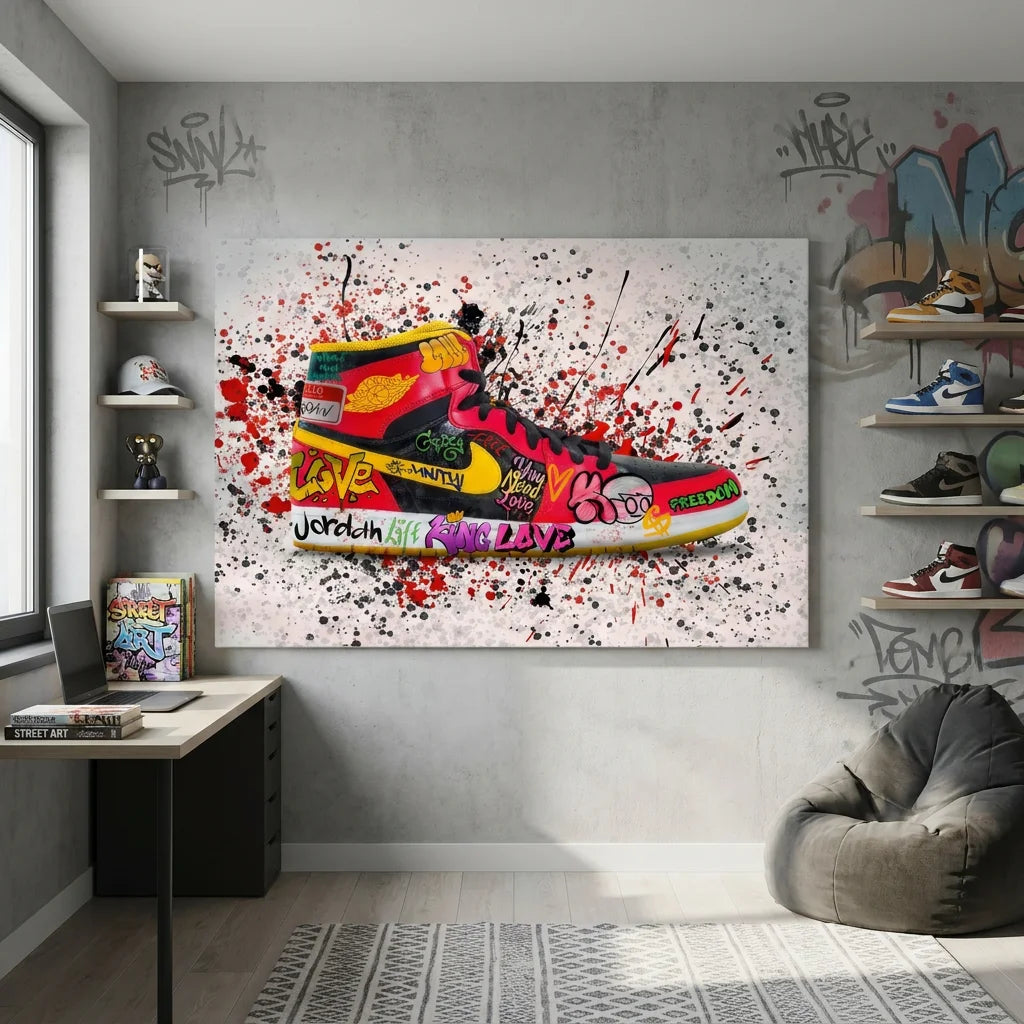 Tableau Street Art Jordan Freedom déco pop culture
