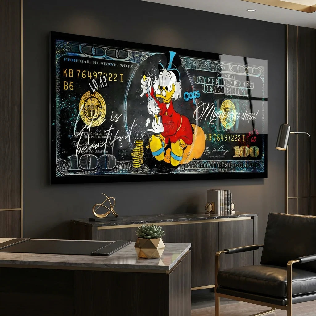 Tableau Street Art Picsou Dollars décoration pop art