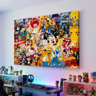 Tableau Street Art Pop Culture coloré avec personnages cultes