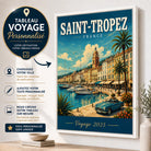 Tableau Voyage Personnalisé avec cadre flottant blanc – décoration voyage personnalisée
