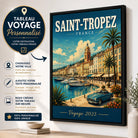 Tableau Voyage Personnalisé avec cadre flottant noir – affiche de ville sur mesure