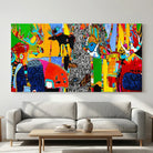 Tableau abstrait animaux de la forêt aux couleurs vives – art mural contemporain