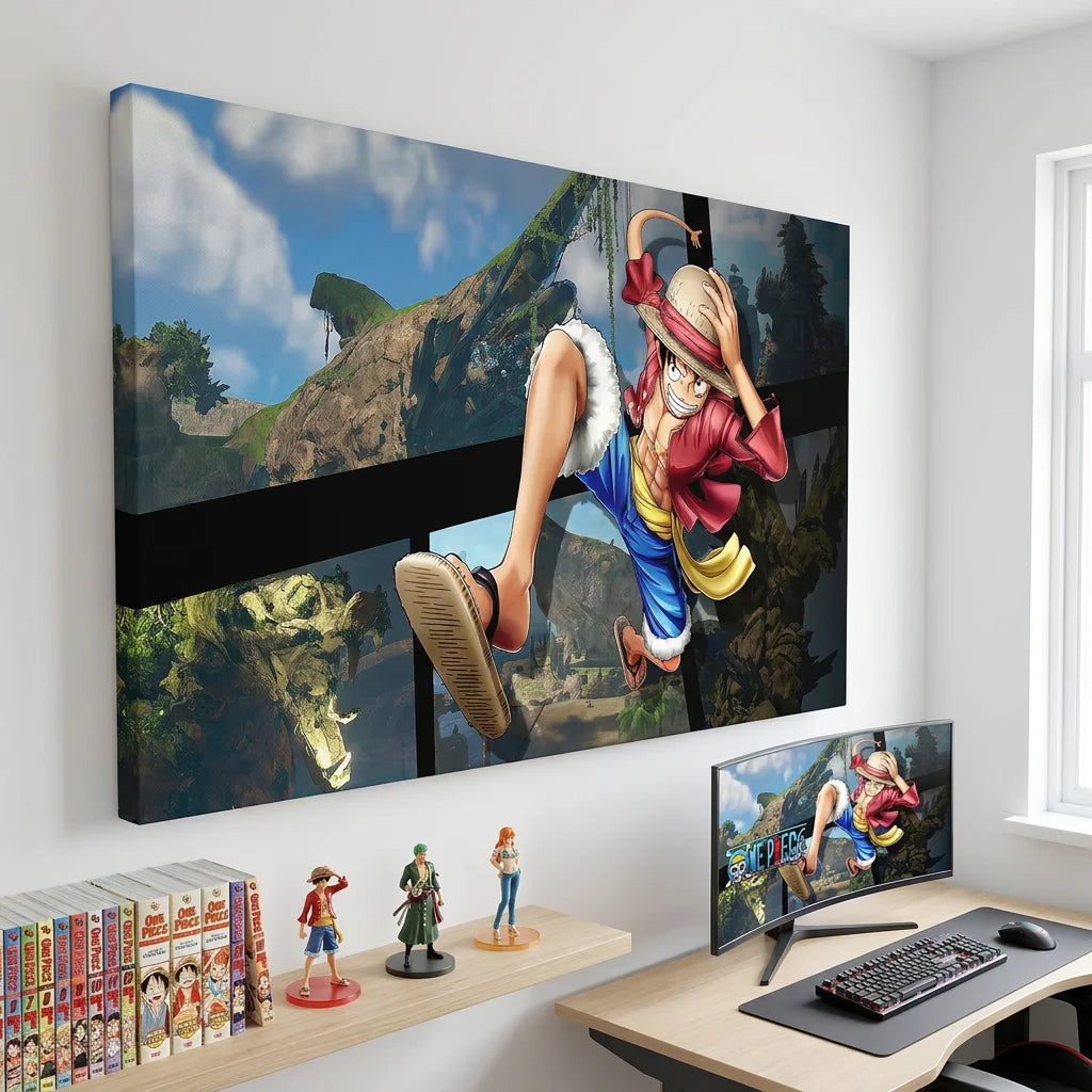Tableau anime One Piece Luffy dynamique pour chambre manga