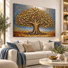 Tableau arbre de vie doré pour salon moderne