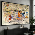 Tableau art brut Basquiat 50 cent Piece format horizontal