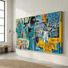 Tableau art brut Basquiat Oiseau D’argent format panoramique
