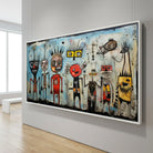 Tableau art brut Basquiat Tribal Children format panoramique