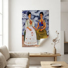 Tableau artistique Frida Kahlo avec ciel orageux et robes vintage