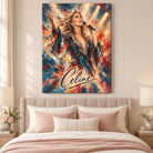 Tableau artistique de Céline Dion avec microphone