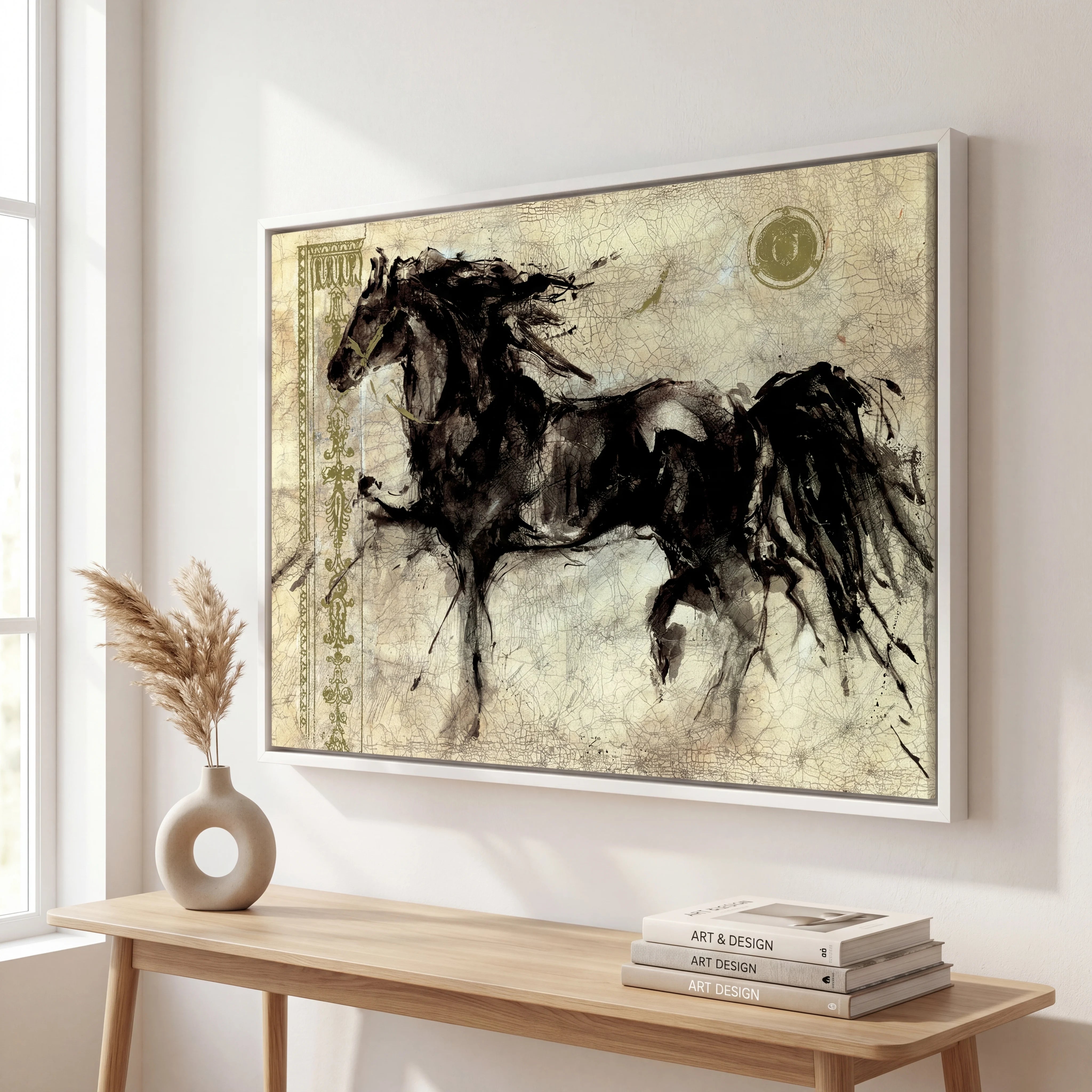 Tableau cheval noir contemporain décoration murale chic