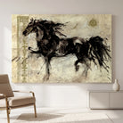 Tableau cheval noir pour salon moderne contemporain