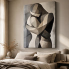 Tableau couple abstrait sur toile tendue dans une décoration contemporaine