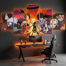 Tableau décoratif Naruto 5 parties avec personnages emblématiques