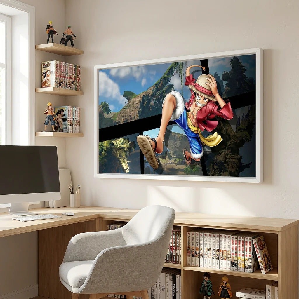 Tableau décoratif One Piece représentant Luffy en plein mouvement