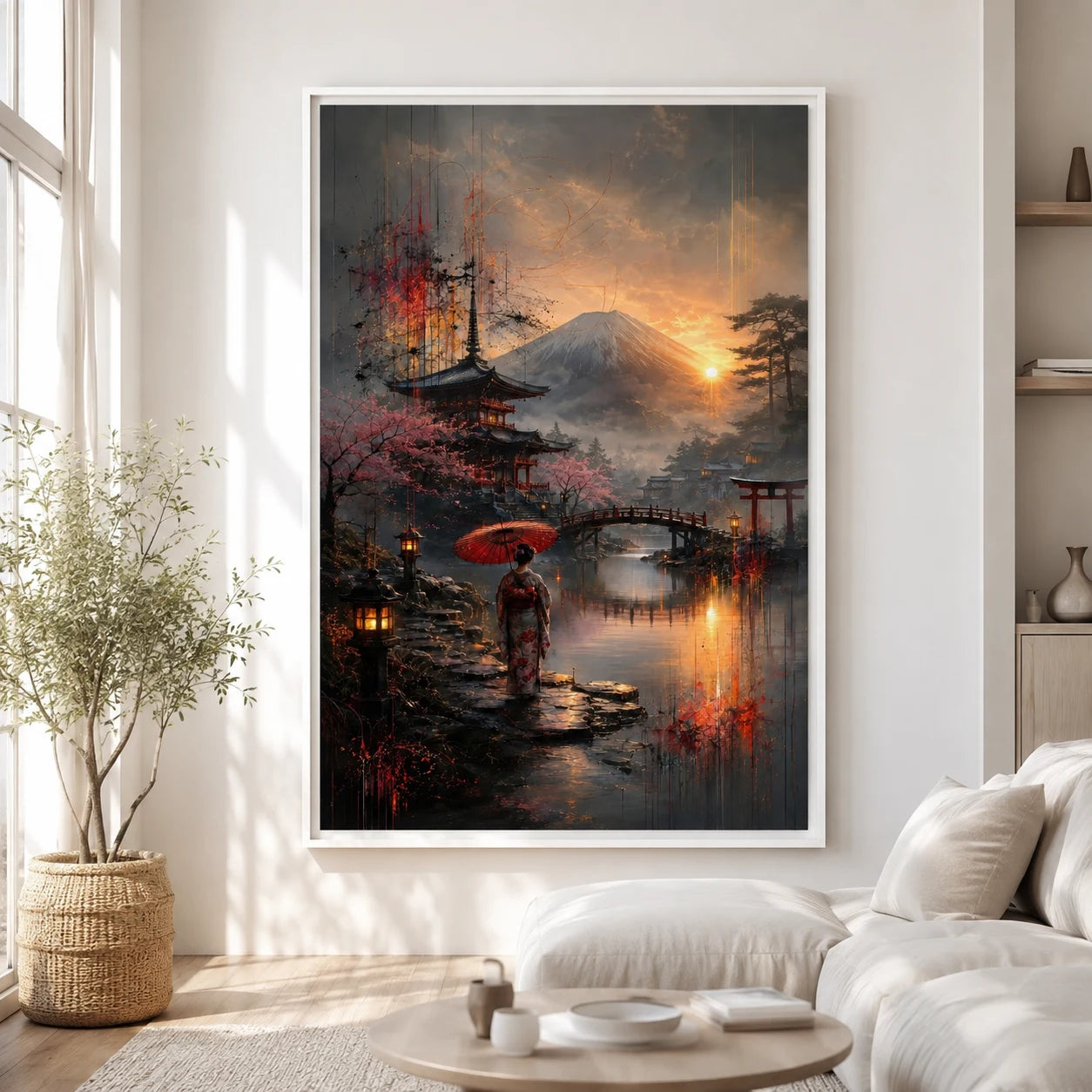 Tableau décoration japonaise zen avec geisha