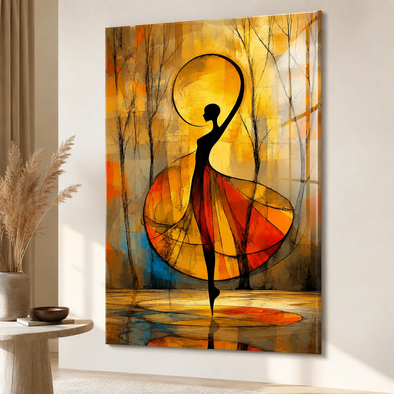 Tableau danseuse abstraite représentant une silhouette féminine en mouvement