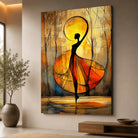 Tableau danseuse orange et or pour décoration murale contemporaine