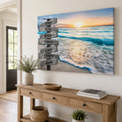 Tableau famille personnalisé avec plage et coucher de soleil