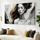 Tableau femme noir et or art abstrait décoration murale