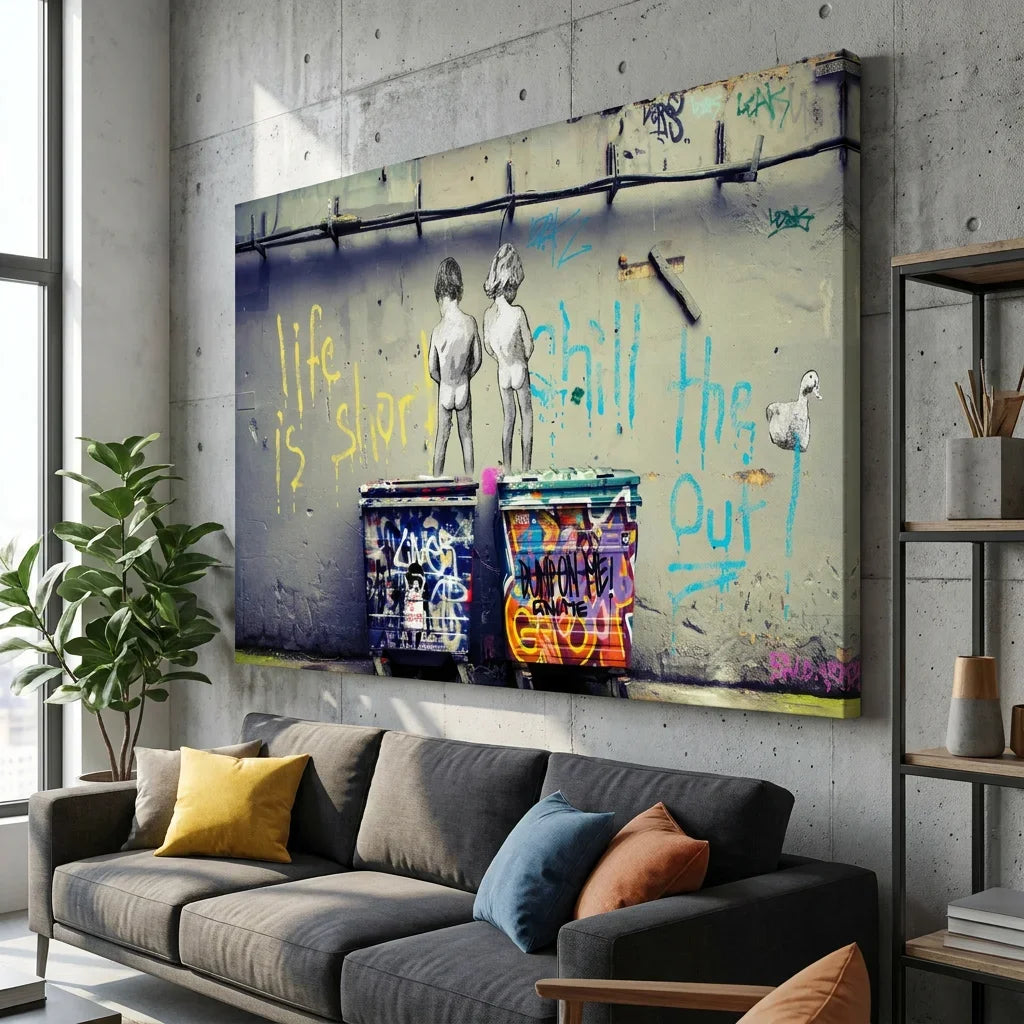 Tableau graffiti Life is Short ambiance art urbain
