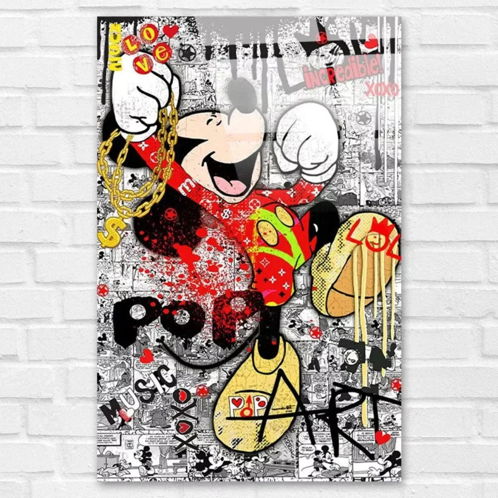 Tableau graffiti Mickey Pop pour chambre ado ou salon moderne