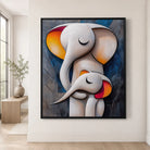 Tableau éléphant mère et petit style contemporain