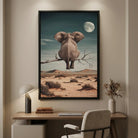 Tableau éléphant sous la lune