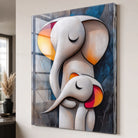 Tableau éléphants tendresse et protection